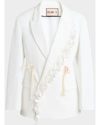 Plan C - Sequin-Fringe Drawstring Double-Breasted Blazer Jacket - Lyst