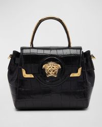 Versace - La Medusa Small Croc-embossed Top-handle Bag - Lyst