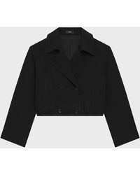 Theory - Oversized Double-Breasted Crop Trench Coat - Lyst