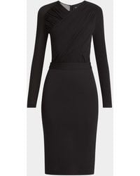 Giorgio Armani - Ruched Jersey Long-Sleeve Midi Dress - Lyst