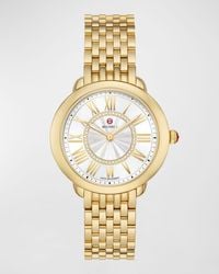 Michele - Serein Mid Non Diamond Gold-plated Watch With White Sunray Dial - Lyst
