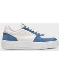 Stuart Weitzman - Mixed Leather Courtside Low-Top Sneakers - Lyst