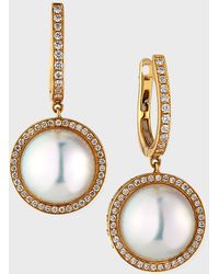 Belpearl - 18k Pearl-drop Diamond-halo Earrings - Lyst