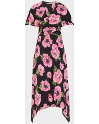 Stella McCartney - Floral Print Asymmetric Midi Dress - Lyst