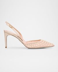 Rene Caovilla - Cinderella Embellished Mesh Slingback Pumps - Lyst