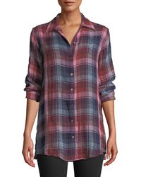 Johnny Was Loire Plaid Shirt With Embroidered Velvet Back - Multicolor