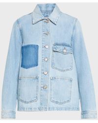 FRAME - Lightwash Cotton Denim Chore Jacket - Lyst