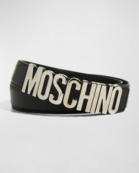 Moschino - Buckle-Logo Leather Belt - Lyst