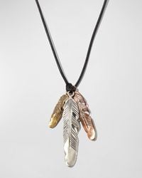 John Varvatos - Raven Tri-Color Feathers Pendant Necklace - Lyst