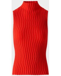 Akris - Mock-Neck Wave Knit Sleeveless Top - Lyst