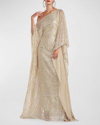 Halston - Dee Draped One-Shoulder Sequin Gown - Lyst
