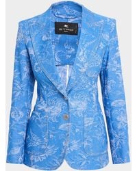 Etro - Paisley Denim Jacquard Single-Breasted Jacket - Lyst