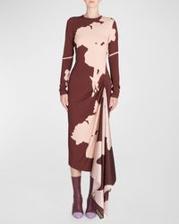 Silvia Tcherassi - Ananya Gathered Drape Long-sleeve Midi Dress - Lyst