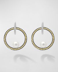 Lagos - Luna Pearl 23Mm Caviar Circle Post Earrings With Drops - Lyst