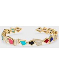 L'Atelier Nawbar - 18k Yellow Gold Fragments Diamond And Coral Bangle Bracelet - Lyst
