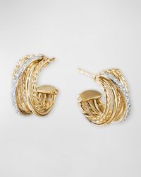 David Yurman - Dy Crossover 18k Gold Hoop Earrings W/ Diamonds - Lyst