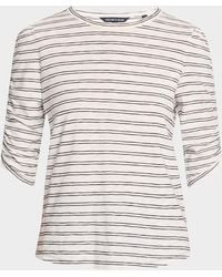 Veronica Beard - Waldorf Stripe Ruched-Sleeve Tee - Lyst