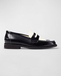 Duke & Dexter - Wilde Racing Flag Leather Penny Loafers - Lyst