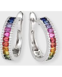 David Kord - 18k White Gold Earrings With Multicolor Sapphires And Diamonds - Lyst