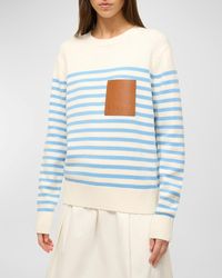 STAUD - Sunset Breton Stripe Wool Cotton Crew Sweater - Lyst