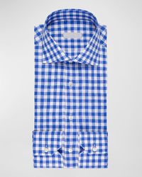 Stefano Ricci - Gingham-print Linen Sport Shirt - Lyst