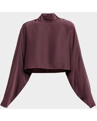 LAPOINTE - Lightweight Satin Crop Caftan Top - Lyst