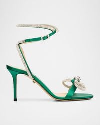 Mach & Mach - 85Mm Strass Double Bow Satin Ankle-Strap Sandals - Lyst