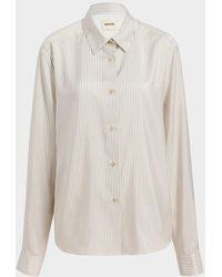 KHAITE - Argo Stripe Silk Shirt - Lyst