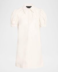 Alice + Olivia - Jem Vegan Leather Puff-Sleeve Shirtdress - Lyst