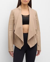 BLANC NOIR - Drape-Front Quilted Faux-Leather Jacket - Lyst