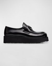 Prada - Flatform Leather Loafers - Lyst