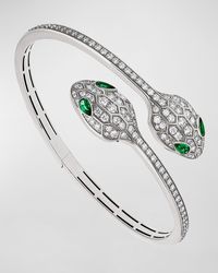 BVLGARI - Serpenti Bypass Bracelet In 18k White Gold And Diamonds, Size S - Lyst