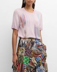 Libertine - Crystal Embellished Short-Sleeve Cashmere Knit Pullover - Lyst