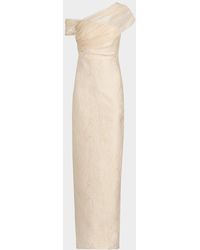 THEIA - Zara One-Shoulder Metallic Jacquard Column Gown - Lyst