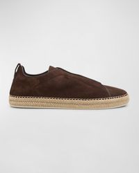 Zegna - Triple Stitch Suede Espadrille Sneakers - Lyst