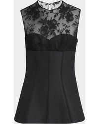 McQueen - Lace-Detail Peplum Corset Top - Lyst