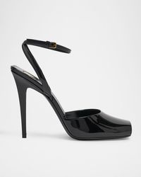 Saint Laurent - La Scandale Patent Ankle-Strap Sandals - Lyst