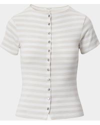 Rag & Bone - The Knit Stripe Button Tee - Lyst