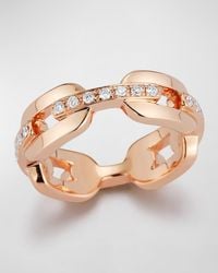WALTERS FAITH - 18k Rose Gold And Diamond Bar Flat Chain Link Ring - Lyst