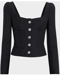 McQueen - Square-Neck Pinstripe Bustier Jacket - Lyst