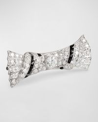 NM Estate - Estate Art Deco Platinum Onyx And Diamond Bow Pin - Lyst