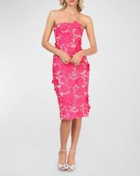 HELSI - Cecilia Strapless Lace-Up Floral Applique Dress - Lyst