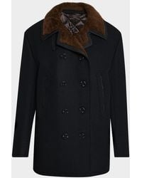 Tom Ford - Apos;S Melton Wool Shearling Double-Breasted Peacoat - Lyst