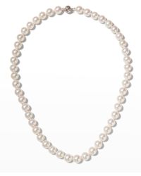 Belpearl - 18k White Gold Classic Akoya Cultured Pearl Necklace, 8.5x9mm - Lyst
