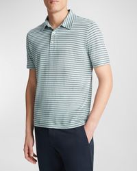 Vince - Striped Linen Polo Shirt - Lyst