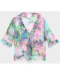 Johnny Was - Lorelei Ruffled Floral Silk Blouse - Lyst