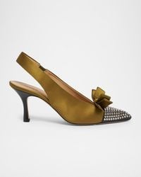 Chloé - 75Mm Alba Embellished Satin Slingback Pumps - Lyst