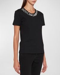 Dolce & Gabbana - Logo-Print Neck Jersey T-Shirt - Lyst