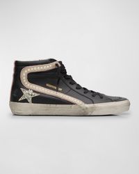 Golden Goose - Slide Mid-Top Pearly Stud Leather Sneakers - Lyst