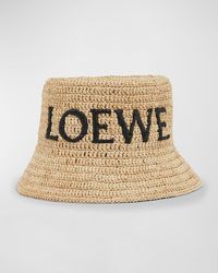 Loewe - Logo Woven Raffia Bucket Hat - Lyst